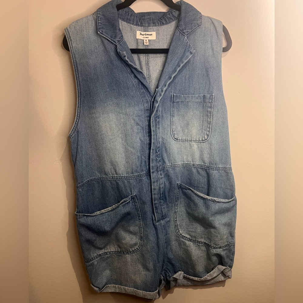 Juicy Couture Denim Jumpsuit, Medium Wash, Size XL